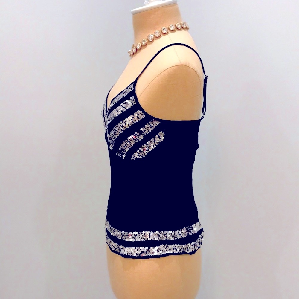 💯✅AUTHENTIC AQUA BLOOMIES 100% SILK SEQUINED CAMI - Picture 5 of 6